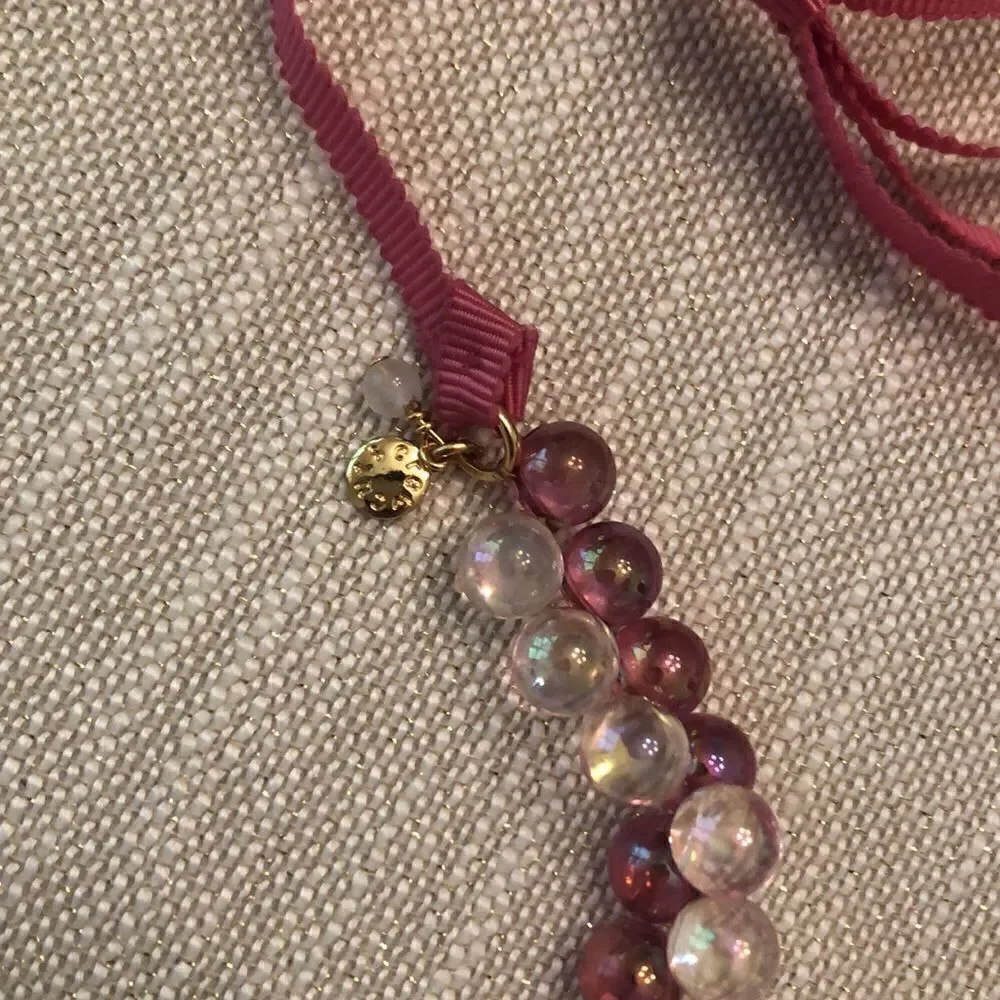 J.Crew Crewcuts | Iridescent Beaded Grosgrain Necklace | 40” Adjustable